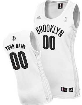 Women%27s Customized Brooklyn Nets White Jersey